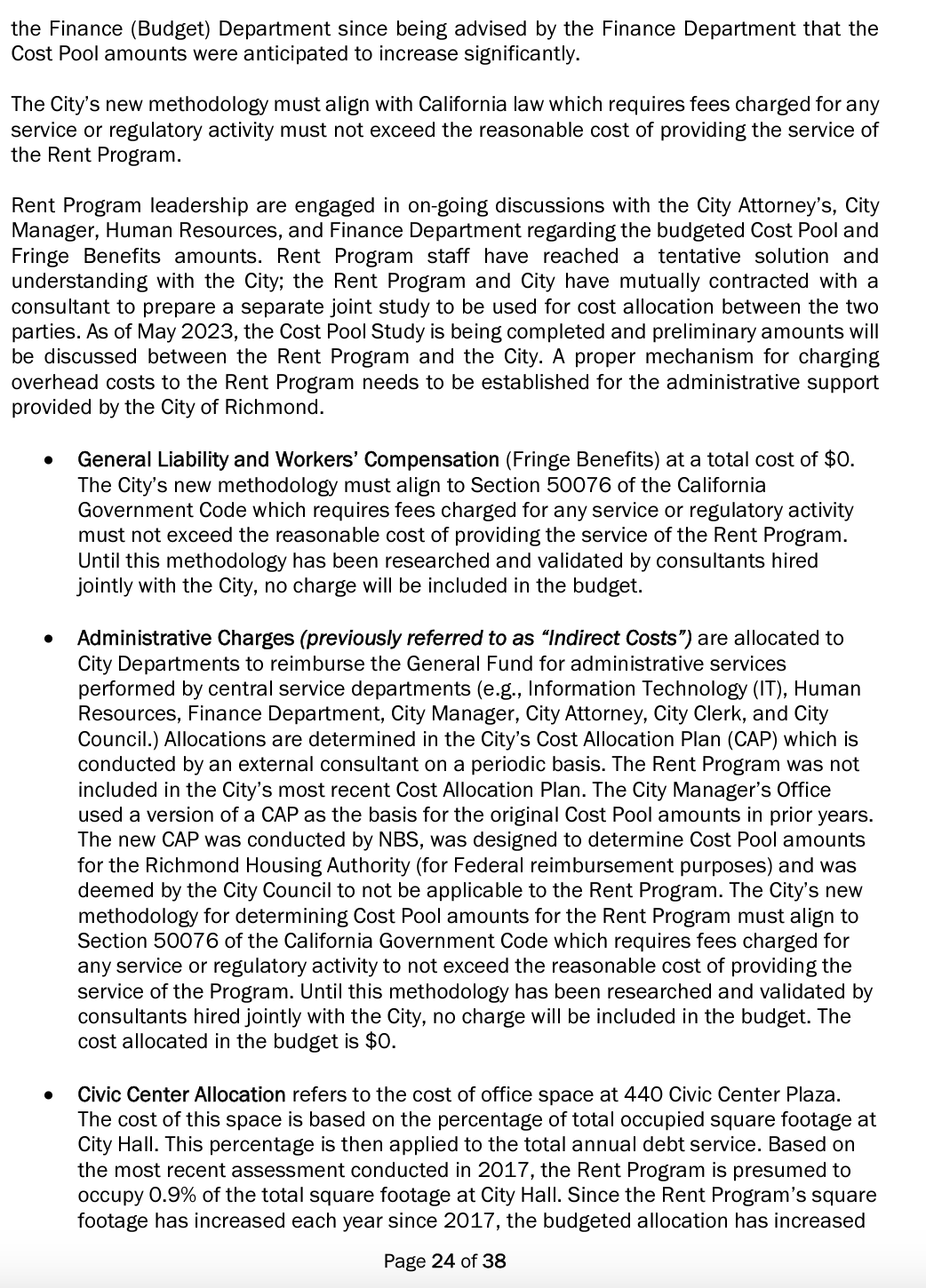  2023 Budget and Rental Housing Fee Study