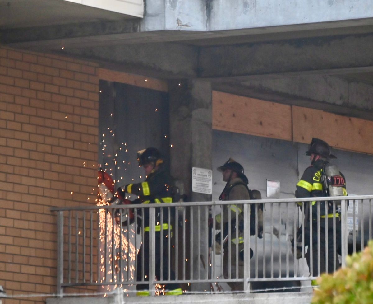 Firefighters battle blaze in Richmond's old health building