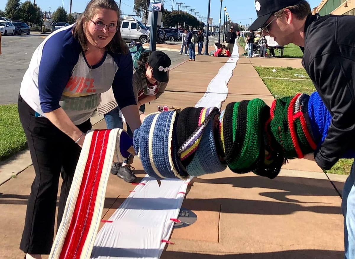 Daisy Ptak's crocheted scarf smashes Guinness World Record