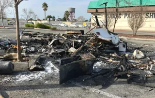 Overnight fire destroys trailer in  parking lot near Macdonald Avenue Target