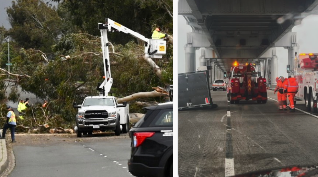 Wind wreaks havoc in the EastBay, closes lower deck of Richmond Bridge after big rig blows over