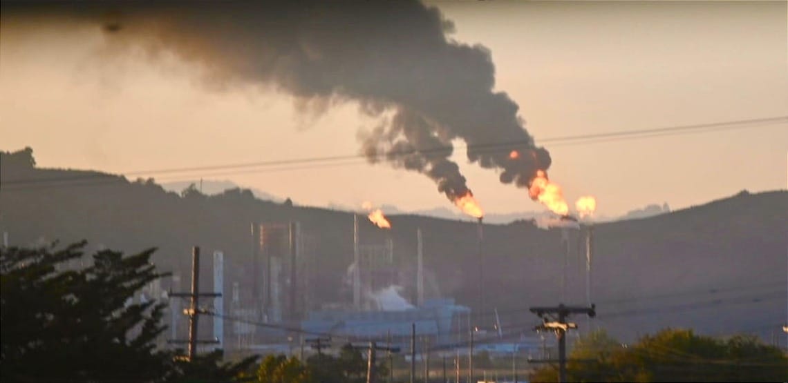 Significant flaring seen at Chevron Refinery